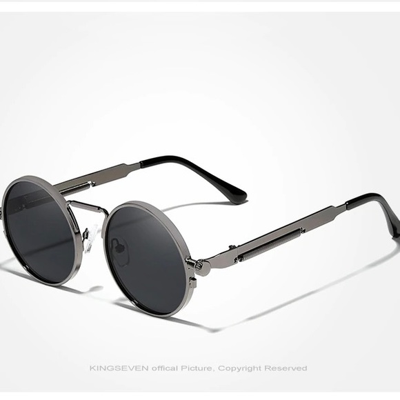 KINGSEVEN Gothic Steampunk Polarized Designer Vintage Round Metal Frame … - Picture 3 of 5